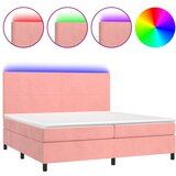 The Living Store Box spring postelja z vzmetnico LED roza 200x200 cm žamet - Box Spring Postelja, (21490362) | Shoptok.si