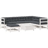  The Living Store Vrtna sedežna garnitura 8-delna z blazinami bela trdna borovina - Vrtna Sedežna Garnitura, (21446723) | Shoptok.si