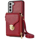 INORCO Za Samsung Galaxy S22 5G PU usnje + etui z režo za kartico TPU, ovitek za telefon z zadrgo in stojalom s trakom čez telo, (22033668) | Shoptok.si