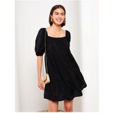 LC Waikiki Square Collar Plain Balloon Sleeve Women's Dress Cene