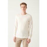 Avva Men's White Crew Neck Wool Blended Standard Fit Regular Cut Knitwear Sweater Cene