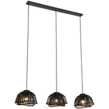 QAZQA Orientalska viseča svetilka črni bambus 3-light - Pua Cene