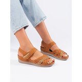 Shelvt Women's brown Velcro sandals | Shoptok.si