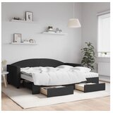 vidaXL Izvlečna dnevna postelja s predali črna 90x190 cm bla Cene