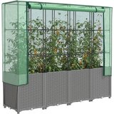 vidaXL Visoka greda s prevleko za rastlinjak videz ratana 160x40x153cm Cene