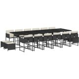  17-dijelni vrtni blagovaonski set s jastucima poliratan crni | shoptok.hr