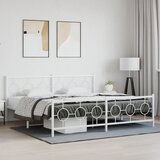 Furnova Kovinski posteljni okvir z vzglavjem in vznožjem bel 200x200 cm, (21944141) | Shoptok.si