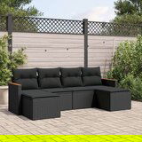  6-dijelni set vrtnih sofa s jastucima crni od poliratana | shoptok.hr