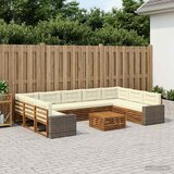  Set vanjskih sofa 10 kom. Prirodna i krem Čvrsto drvo akacije | shoptok.hr