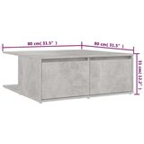 vidaXL Stolić za kavu siva boja betona 80 x 80 x 31 cm od iverice | shoptok.hr