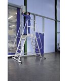 eurokraft pro Aluminijasta lestev s podestom, obojestransko vzpenjanje, pomično, stopnice 2 x 4 | Shoptok.si