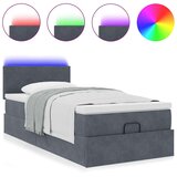 vidaXL Otomanski posteljni okvir z vzmetnico siv 90x190 cm žamet | Shoptok.si