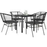  Vrtna garnitura - 5-dijelni vrtni blagovaonski set s jastucima od crnog | shoptok.hr