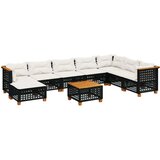  9-dijelni set vrtnih sofa s jastucima crni od poliratana | shoptok.hr