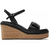 Calvin Klein Espadrile Wedge Sandal 50 Relock Lth HW0HW01963 Black BEH