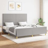  Posteljni okvir z vzglavjem svetlo siv 160x200 cm blago, (20788025) Cene