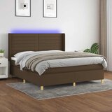  box spring s madracem LED tamnosmeđi 180x200 cm tkanina | shoptok.hr