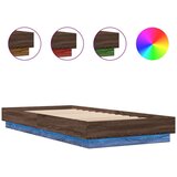 vidaXL Posteljni okvir LED lučkami rjavi hrast 100x200 cm | Shoptok.si