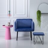 Ixia Svetlo moder žameten fotelj – | Shoptok.si