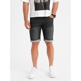 Ombre Men's denim shorts with rolled up leg - black | shoptok.hr