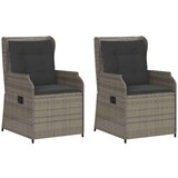 vidaXL Vrtna klop z blazino 2 pcs Siva Poly ratan | Shoptok.si
