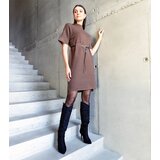 Gemre Dark brown midi dress with a delicate belt Dustina | shoptok.hr