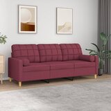 vidaXL Kavč trosed z okrasnimi blazinami vinsko rdeč 180 cm blago Cene