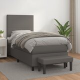 The Living Store Box spring postelja z vzmetnico siva 90x200 cm umetno usnje - Box Spring Postelja, (21520717) Cene