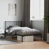 Maison Chic Kovinski Posteljni okvir - Enojna postelja - Postelja za odrasle z vzglavjem črn 100x190 cm, (21694154) | Shoptok.si