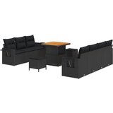 vidaXL 10-dijelni set vrtnih sofa s jastučićima Crni Poly Rattan Akacija, 3-dijelni set vrtne blagovaonice s jastučićima Crni Poly Rattan Akacija Cijene