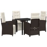 vidaXL set za objedovanje u vrtu s jastucima smeđi ratan, vrtni stol crni 80x80x73 cm kaljeno staklo Cijene