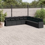  9-dijelni set vrtnih sofa s jastucima crni od poliratana | shoptok.hr