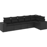 Maison Chic Seti vrtnega pohištva - Vrtna garnitura - Vrtni pohištvo set 6-delna z blazinami črna poli ratan, (21807809) | Shoptok.si