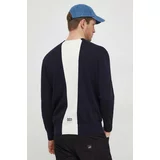 Armani_Exchange Bombažen pulover mornarsko modra barva
