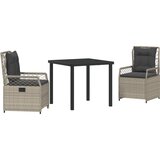 vidaXL 3-delni vrtni jedilni set svetlo sivi poly ratan | Shoptok.si