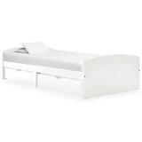  Posteljni okvir z 2 predaloma bela trdna borovina 90x200 cm | Shoptok.si