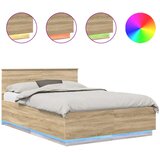  Krevetna konstrukcija S LED lampica Sonoma hrast 140 x 200 cm | shoptok.hr