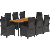  Vrtna jedilna garnitura 9-delna z blazinami črn poli ratan, (21146896) | Shoptok.si