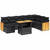 Maison Chic Seti vrtnega pohištva - Vrtna garnitura - Vrtni pohištvo set 9-delna z blazinami črn poli ratan, (21804326) | Shoptok.si