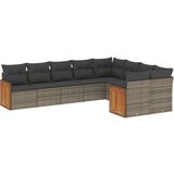  The Living Store Vrtna sedežna garnitura 9-delna z blazinami siv poli ratan - Vrtna Sedežna Garniture, (21443280) | Shoptok.si