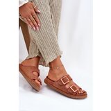 Boto Women's Sandals With Buckles And Decorative Stitching Camel Visley | Shoptok.si