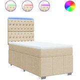 vidaXL Box spring postelja z vzmetnico krem 90x200 cm blago | Shoptok.si