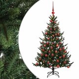  Umjetno božićno drvce s kuglicom 150 cm 150 LED lampica - Zelena 150 cm s LED-ima i crvenim lopticama | shoptok.hr