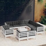 Maison Chic Seti vrtnega pohištva - Vrtna garnitura - Vrtni pohištvo set 12-delna z blazinami bela borovina, (21820176) | Shoptok.si