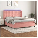 vidaXL Box spring postelja z vzmetnico LED roza 160x200 cm z Cene