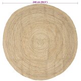  Tepih za područje Bijela Ø 240 cm Juta - Bijelo 240 cm | shoptok.hr