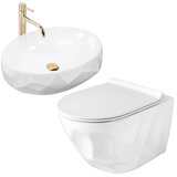Rea Set viseča WC školjka Gustavo Rimless + nadpultni umivalnik Maya Cene