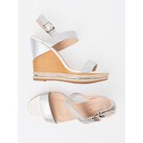 Shelvt Women's silver wedge sandals | Shoptok.si
