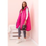 Kesi Włoski Women's quilted Plus Size vest with a hood zippered pink | shoptok.hr