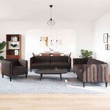  3-dijelni set sofa tamnosmeđi od tkanine | shoptok.hr